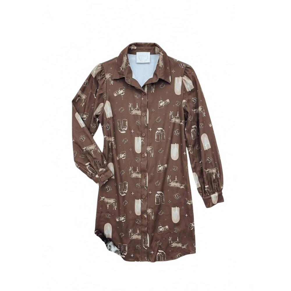 NEW NYLON APPAREL women's draper farm shirt dress in brown